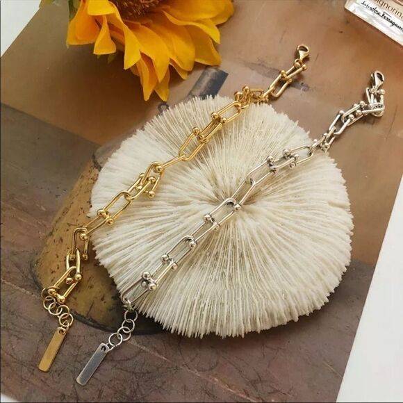 NEW Gold/925 Sterling Silver Chain Link Bracelet - Picture 7 of 7